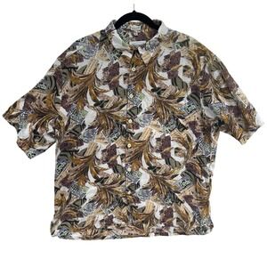 Massoti Short Sleeve Men's XL Shirt Brown Graphic‎ Print Italy Fabric Vintage